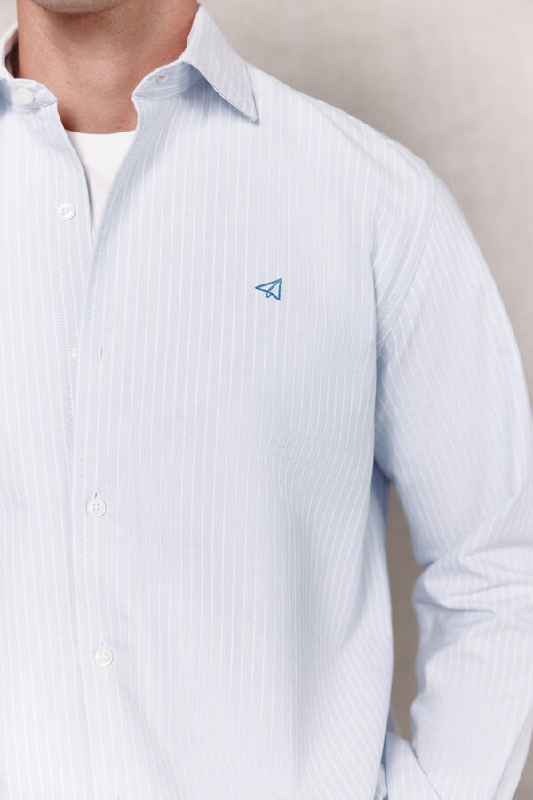 OOTO Striped oxford long sleeve shirt Blue