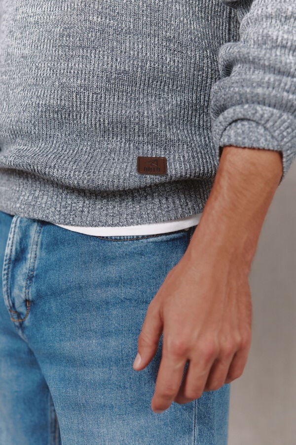 OOTO Twisted knit funnel neck jumper Blue