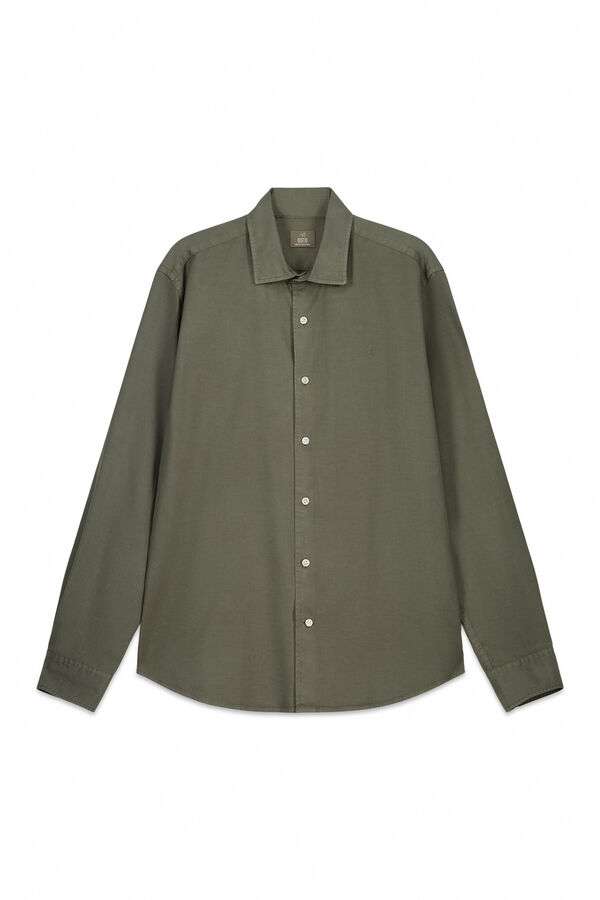 OOTO Camisa lisa fluida de manga comprida Verde