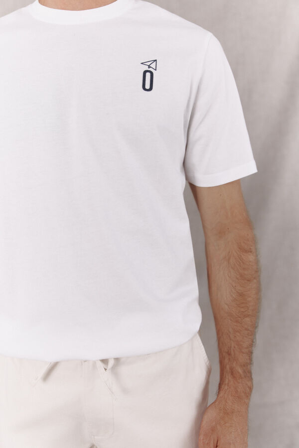 OOTO T-shirt b&aacute;sica lavagem desbotada com estampado Branco