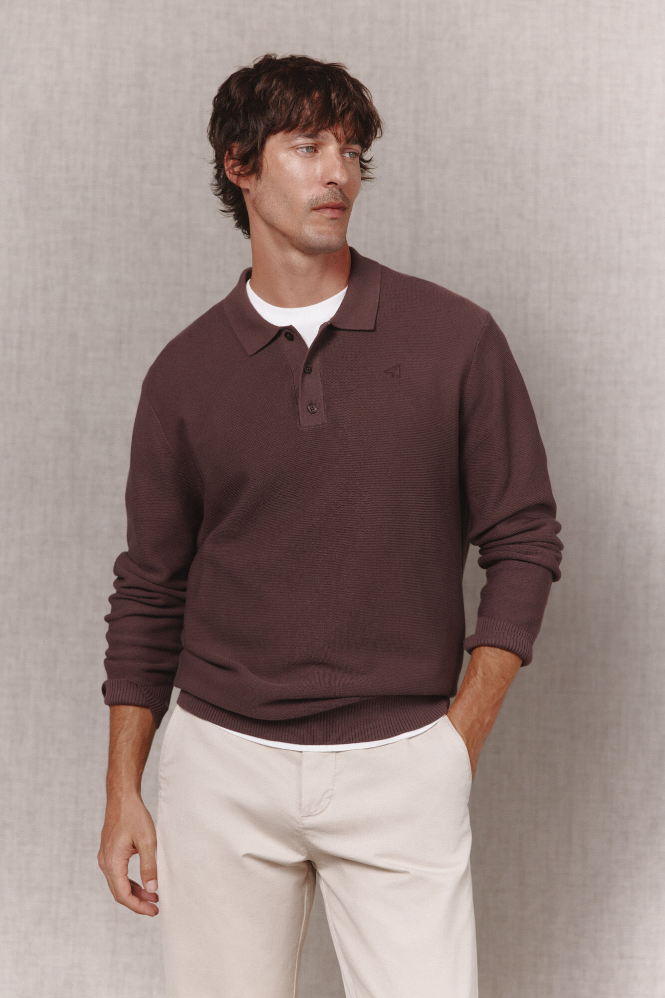 OOTO Camisola de algod&atilde;o com gola polo