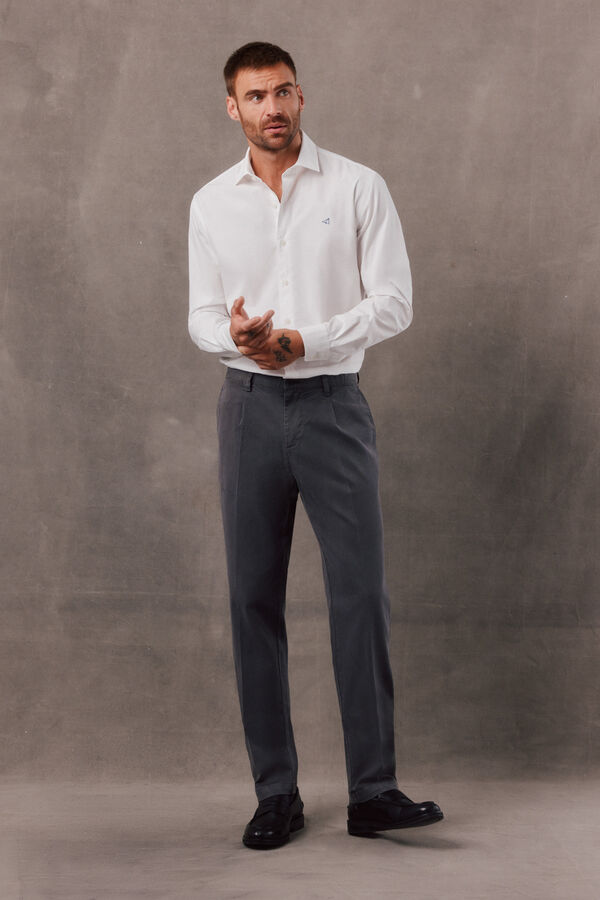 OOTO Plain poplin long sleeve shirt White