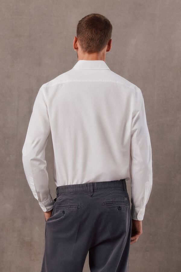 OOTO Plain poplin long sleeve shirt White