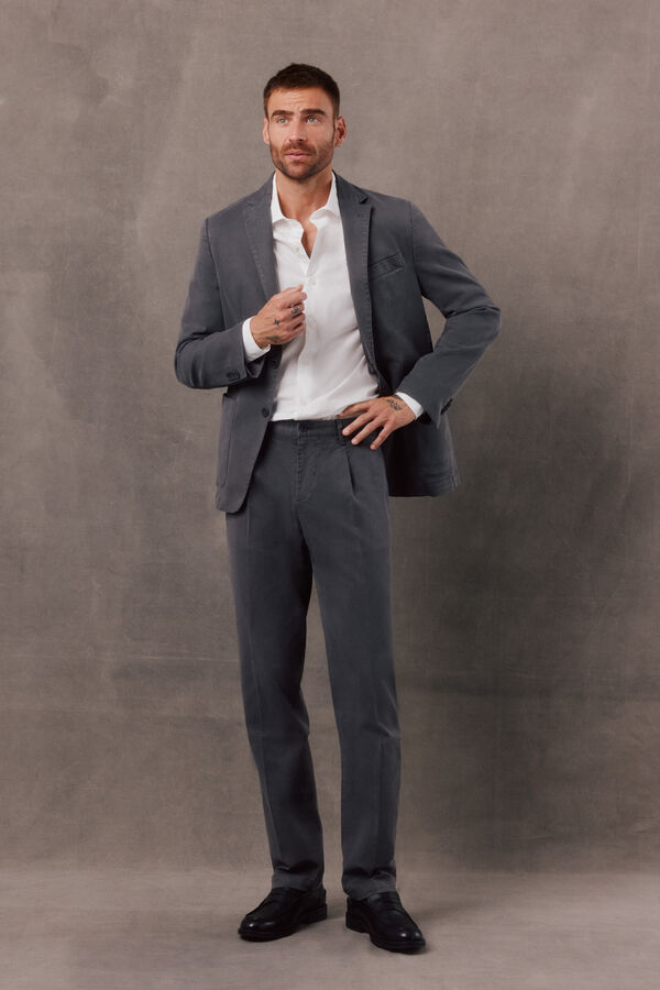 OOTO Blazer de fato coordenado em sarja Cinzento