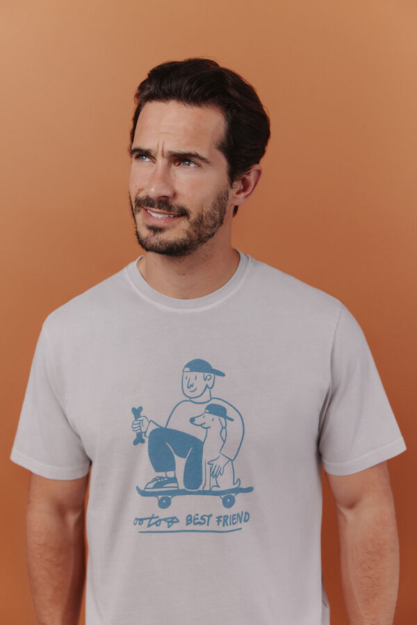 OOTO T-shirt gr&aacute;fica Cinzento