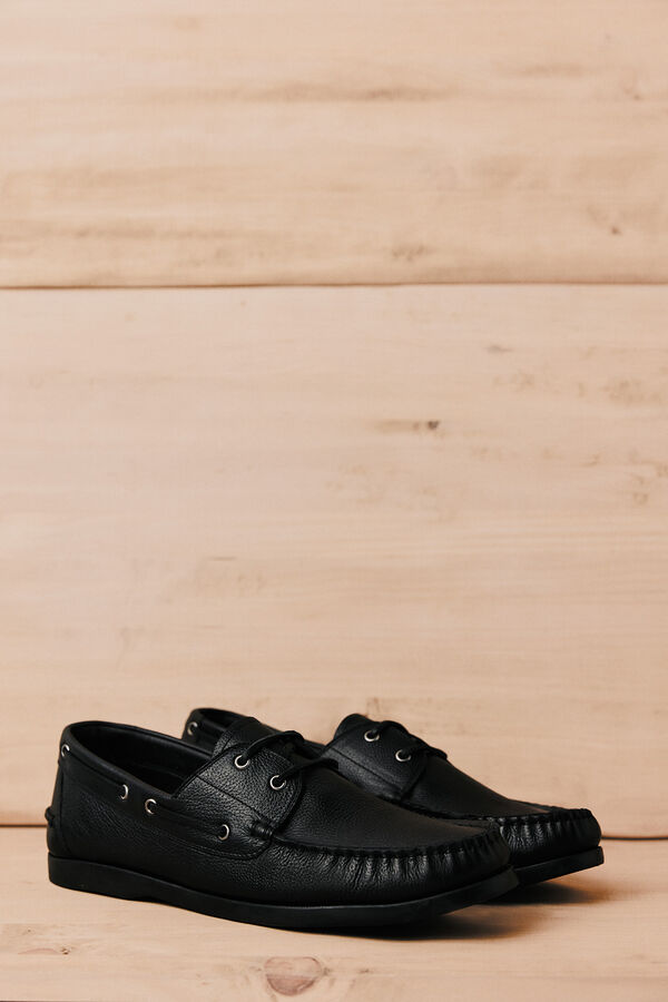 OOTO Leather boat shoe Black