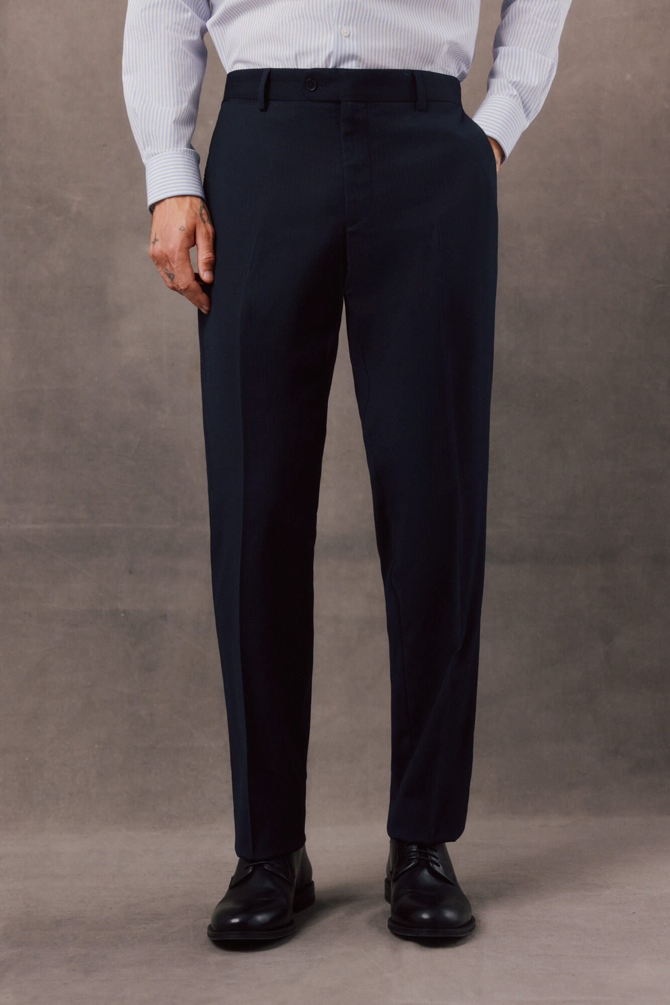 OOTO Cal&ccedil;a de fato espiga navy