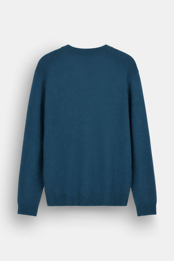 OOTO Jersey lana punto grueso cuello pico Azul