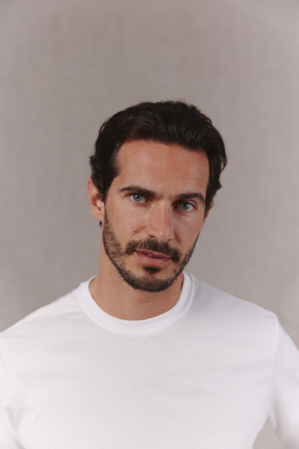 OOTO Camiseta b&aacute;sica lavada con bordado avi&oacute;n Blanco