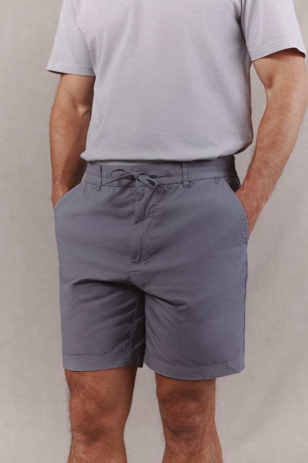 OOTO Lightweight poplin regular Bermuda shorts Grey