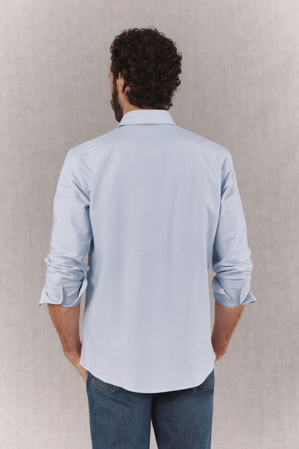 OOTO Camisa oxford lisa de manga comprida Azul