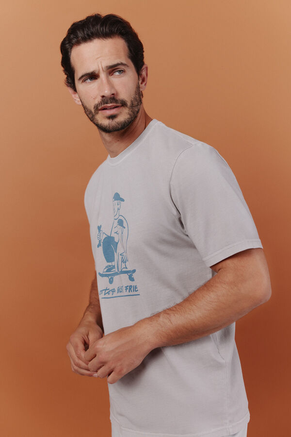 OOTO T-shirt gr&aacute;fica Cinzento