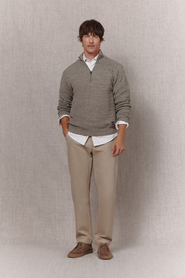 OOTO Twisted knit funnel neck jumper Grey