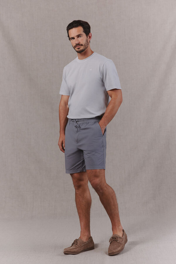 OOTO Lightweight poplin regular Bermuda shorts Grey