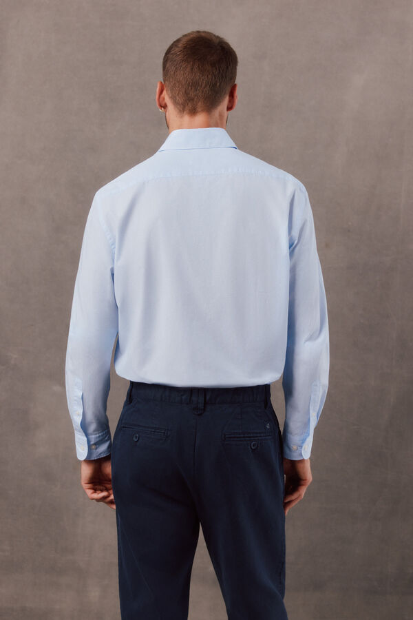 OOTO Plain poplin long sleeve shirt Blue
