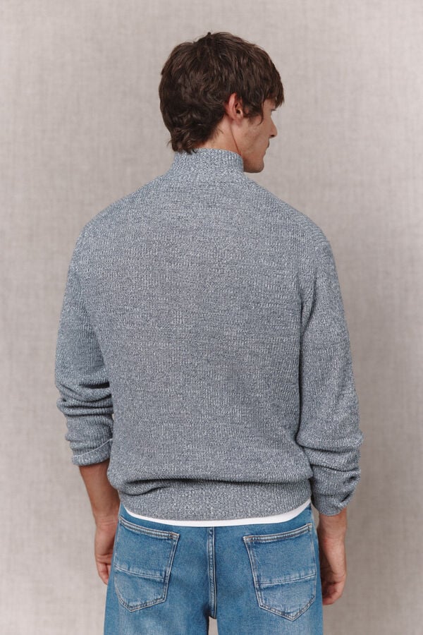 OOTO Twisted knit funnel neck jumper Blue