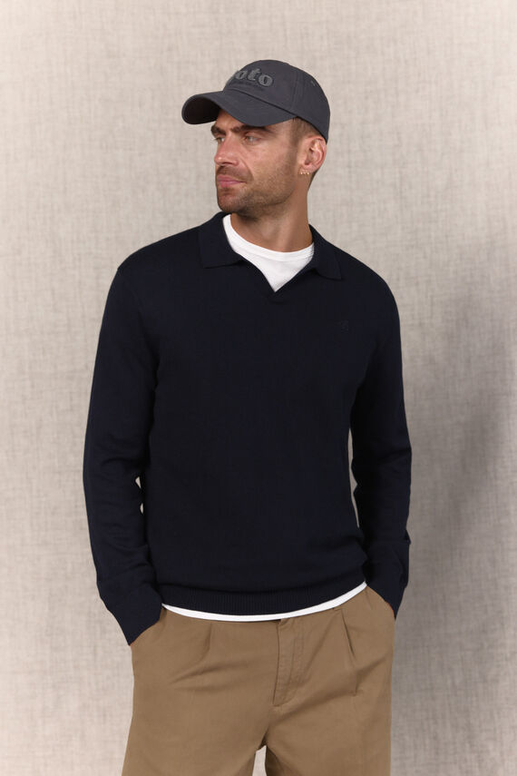 Jersey punto algodón cashmere cuello polo