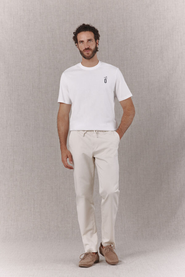 OOTO T-shirt b&aacute;sica lavagem desbotada com estampado Branco