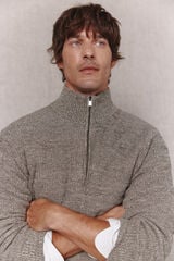OOTO Twisted knit funnel neck jumper Grey
