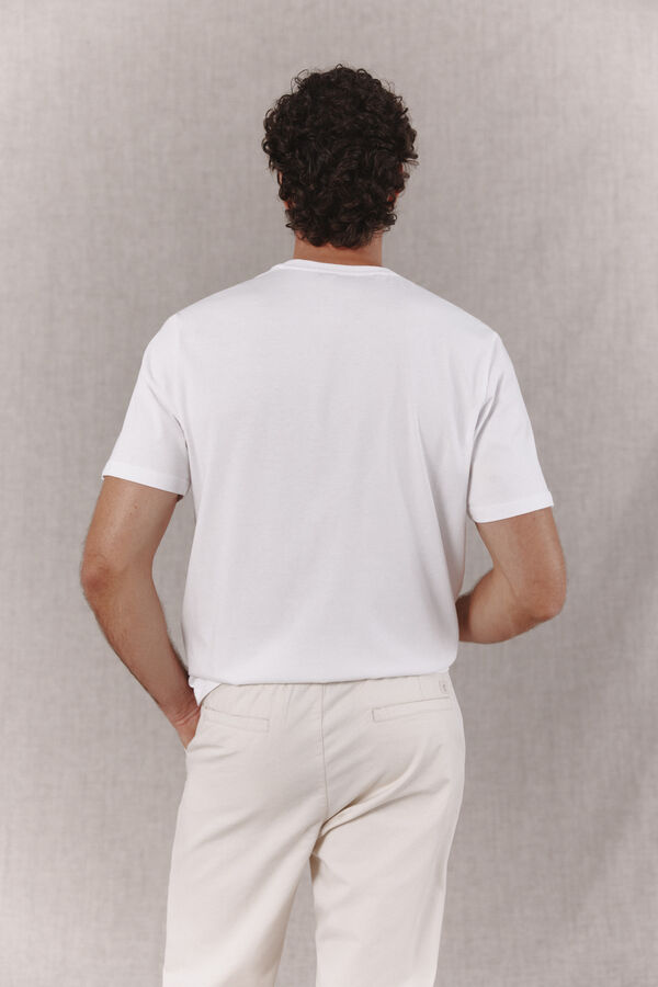 OOTO T-shirt b&aacute;sica lavagem desbotada com estampado Branco