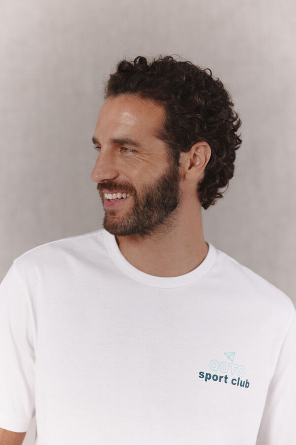 OOTO T-shirt gr&aacute;fica lavada Branco