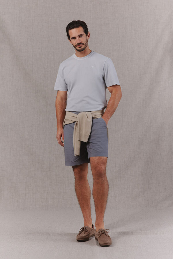 OOTO Camiseta b&aacute;sica lavada con bordado avi&oacute;n Gris