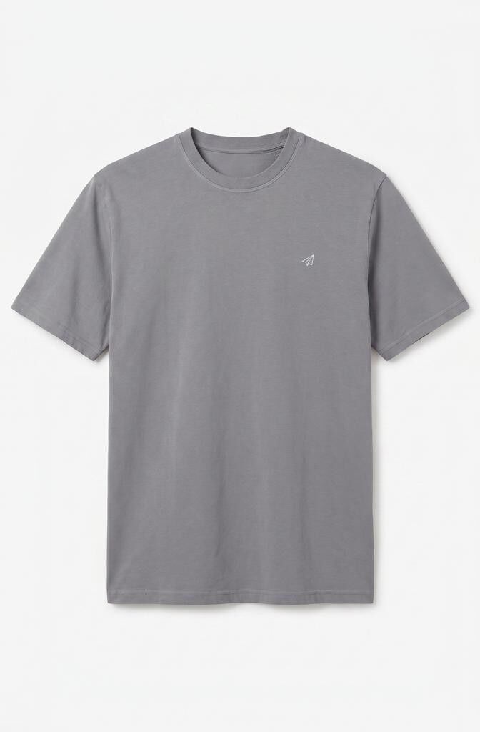 OOTO T-shirt b&aacute;sica lavagem desbotada com bordado avi&atilde;o