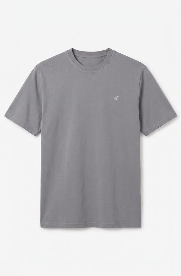 OOTO Camiseta b&aacute;sica lavada con bordado avi&oacute;n Gris