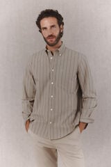 OOTO Camisa popelina riscas manga comprida Verde