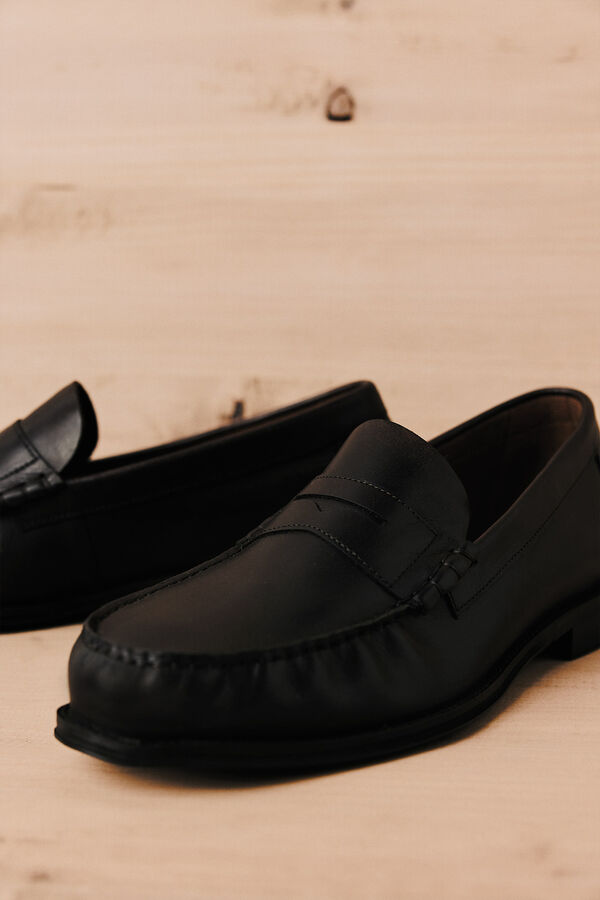 OOTO Mocasin piel antifaz Marr&oacute;n oscuro
