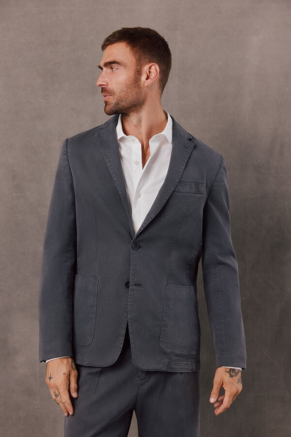 OOTO Blazer de fato coordenado em sarja Cinzento