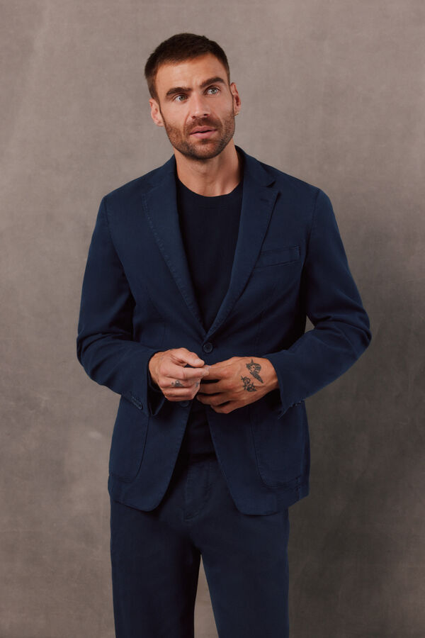 OOTO Blazer de fato coordenado em sarja Azul