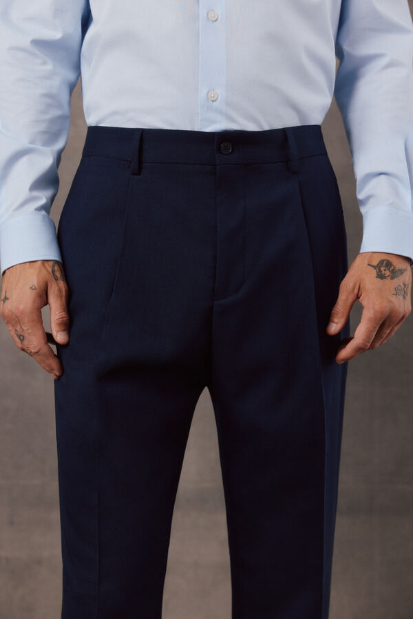 OOTO Cal&ccedil;a de fato em panam&aacute; navy Azul