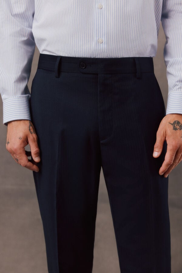 OOTO Cal&ccedil;a de fato espiga navy Azul