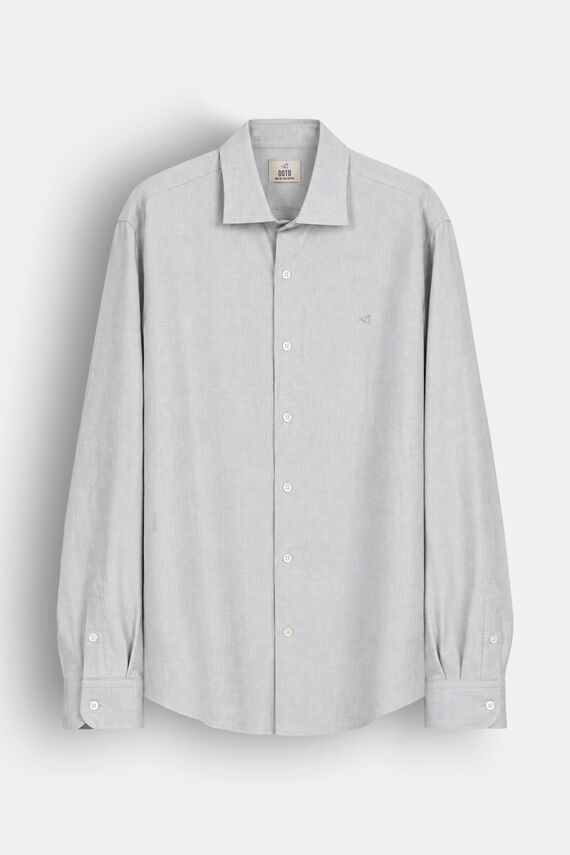 Camisa oxford lisa manga larga