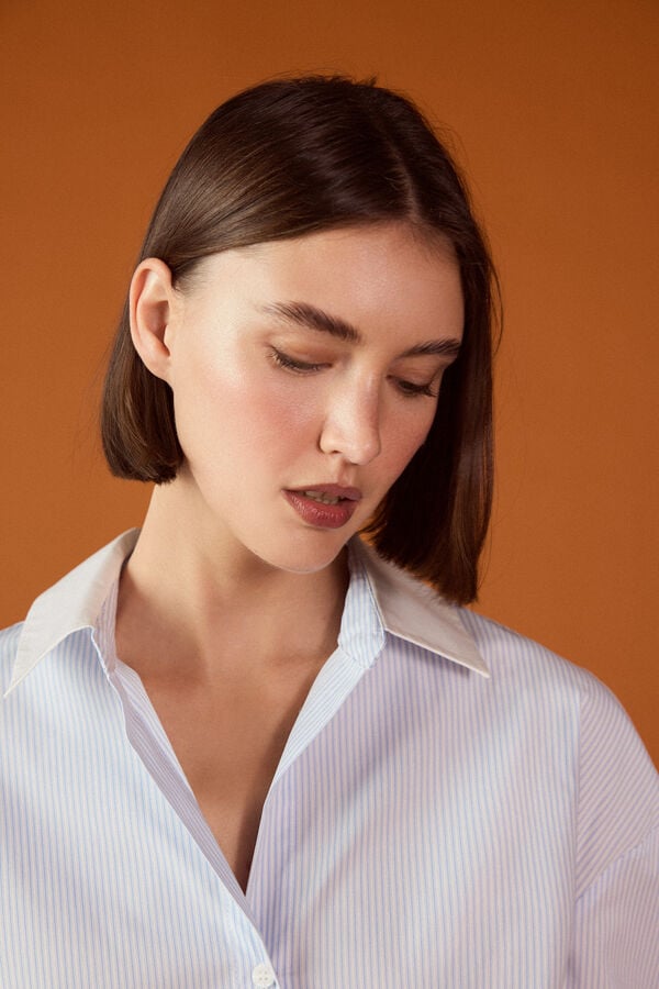 TFP by Tamara Falc&oacute; Poplin combined shirt Blue