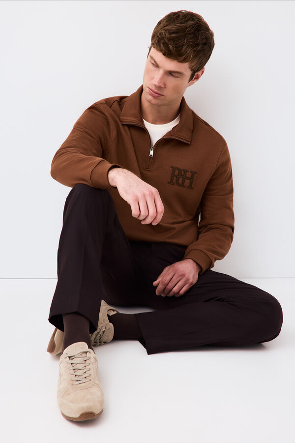 Pedro del Hierro Zip neck sweatshirt Brown