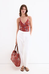 Pedro del Hierro Printed swimwear with contrasts Coral