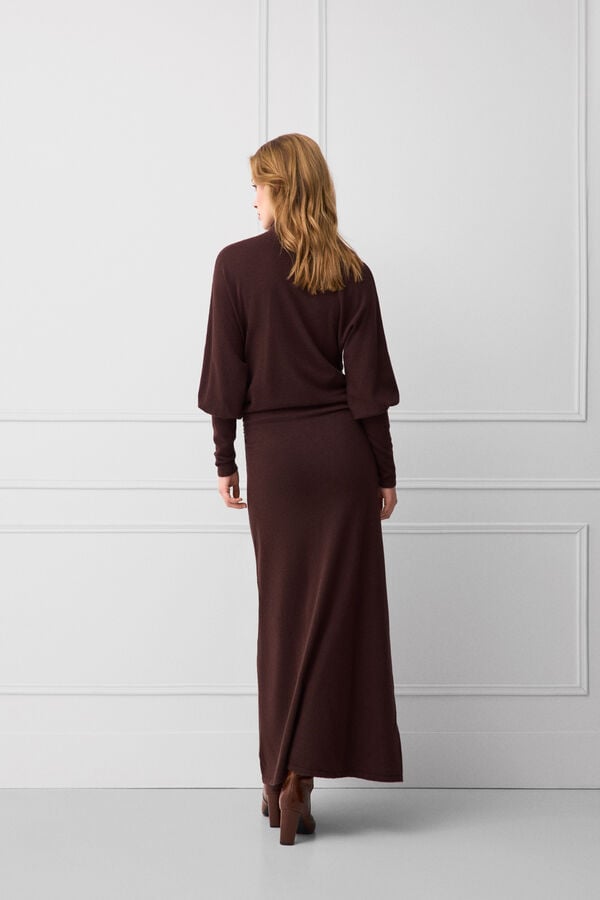 TFP by Tamara Falc&oacute; Knit funnel neck dress Brown