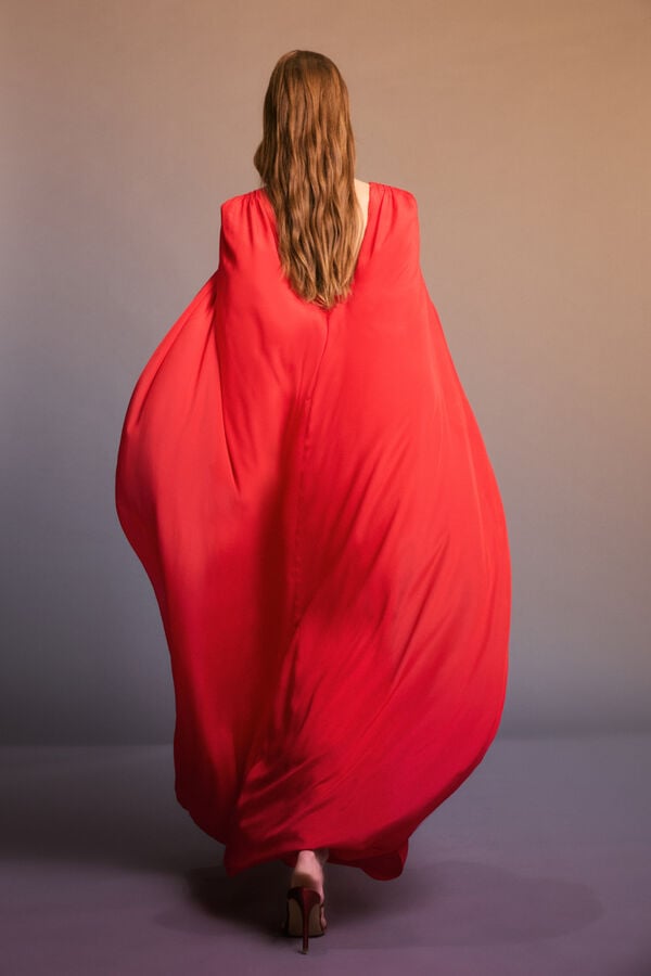 Pedro del Hierro Vestido fluido comprido capa Vermelho