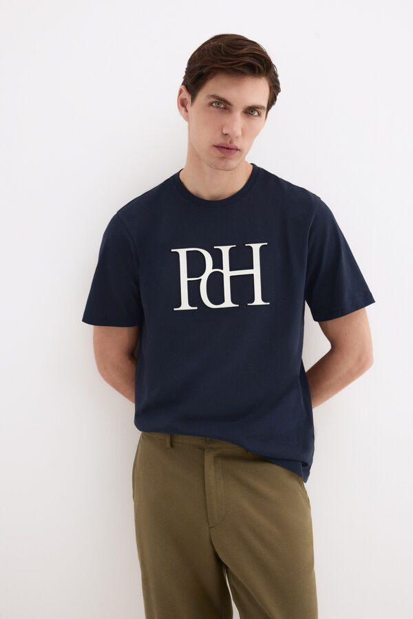 Pedro del Hierro Large logo T-shirt Blue