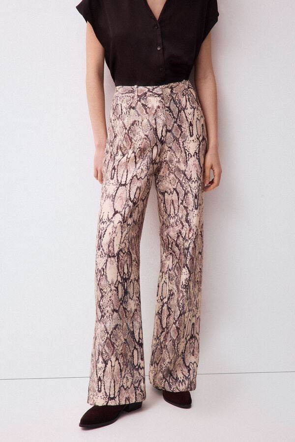 Pedro del Hierro Snake print trousers Brown