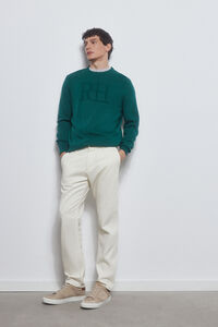 Pedro del Hierro Fine jersey-knit cotton big logo sweater  Green