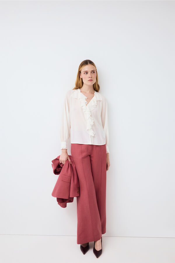 Pedro del Hierro Plain ruffle blouse White