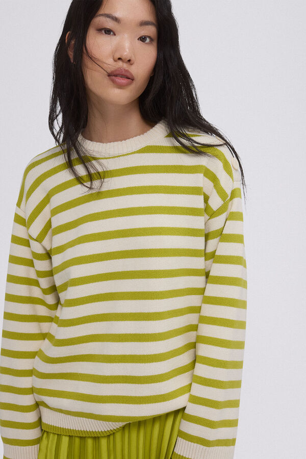 Pedro del Hierro Striped jumper with buttons Green