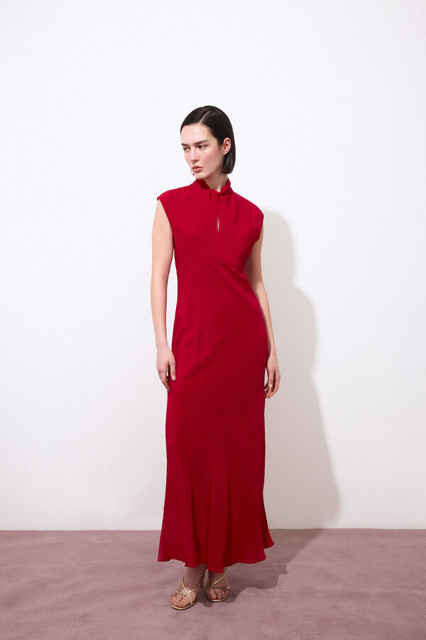 Pedro del Hierro Knot detail neckline midi dress Red