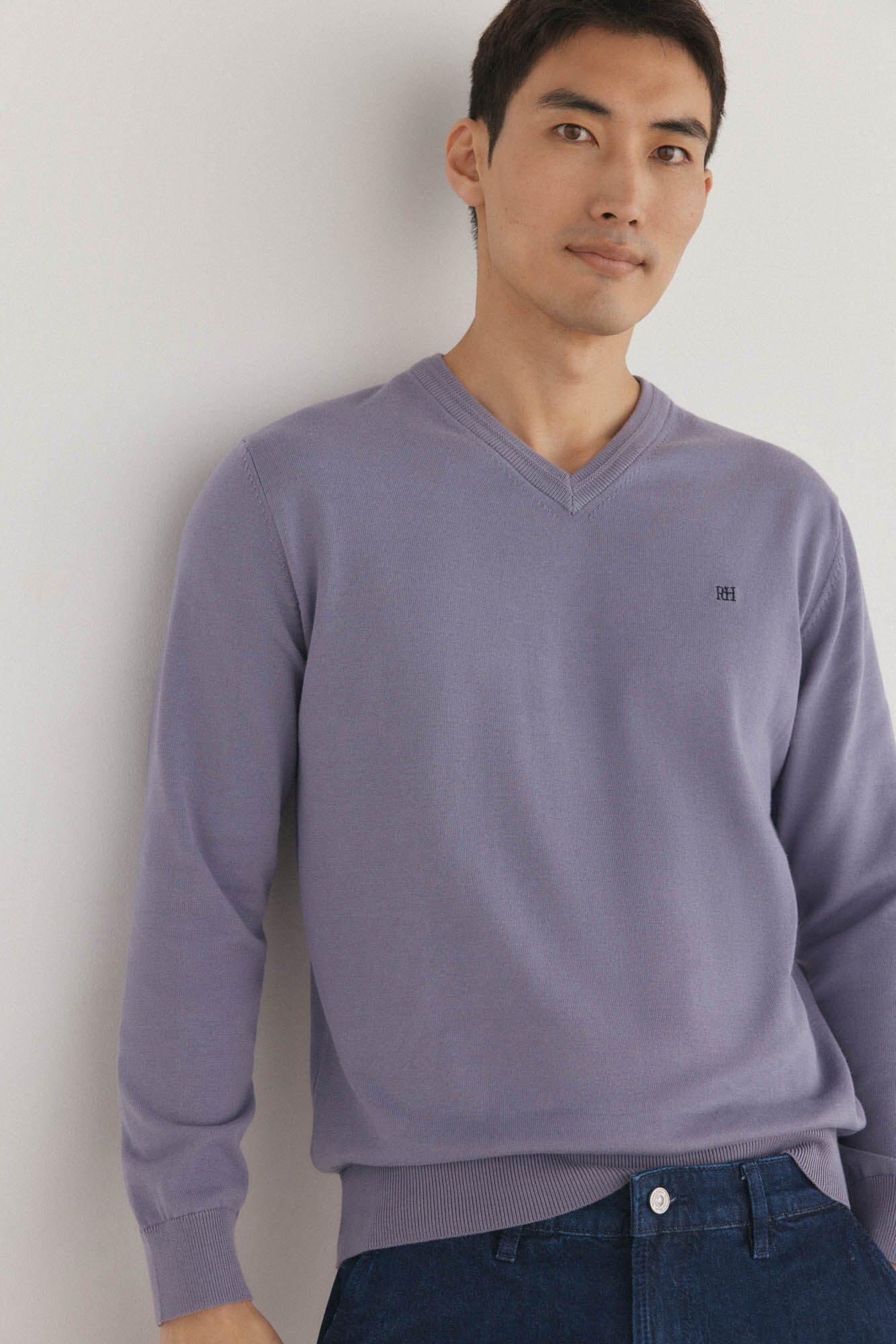 Pedro del Hierro Premium cotton fine jersey-knit V neck