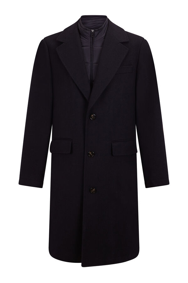 Pedro del Hierro Blue herringbone coat with removable lining  Blue