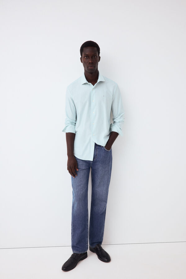 Pedro del Hierro Plain jersey-knit shirt Blue