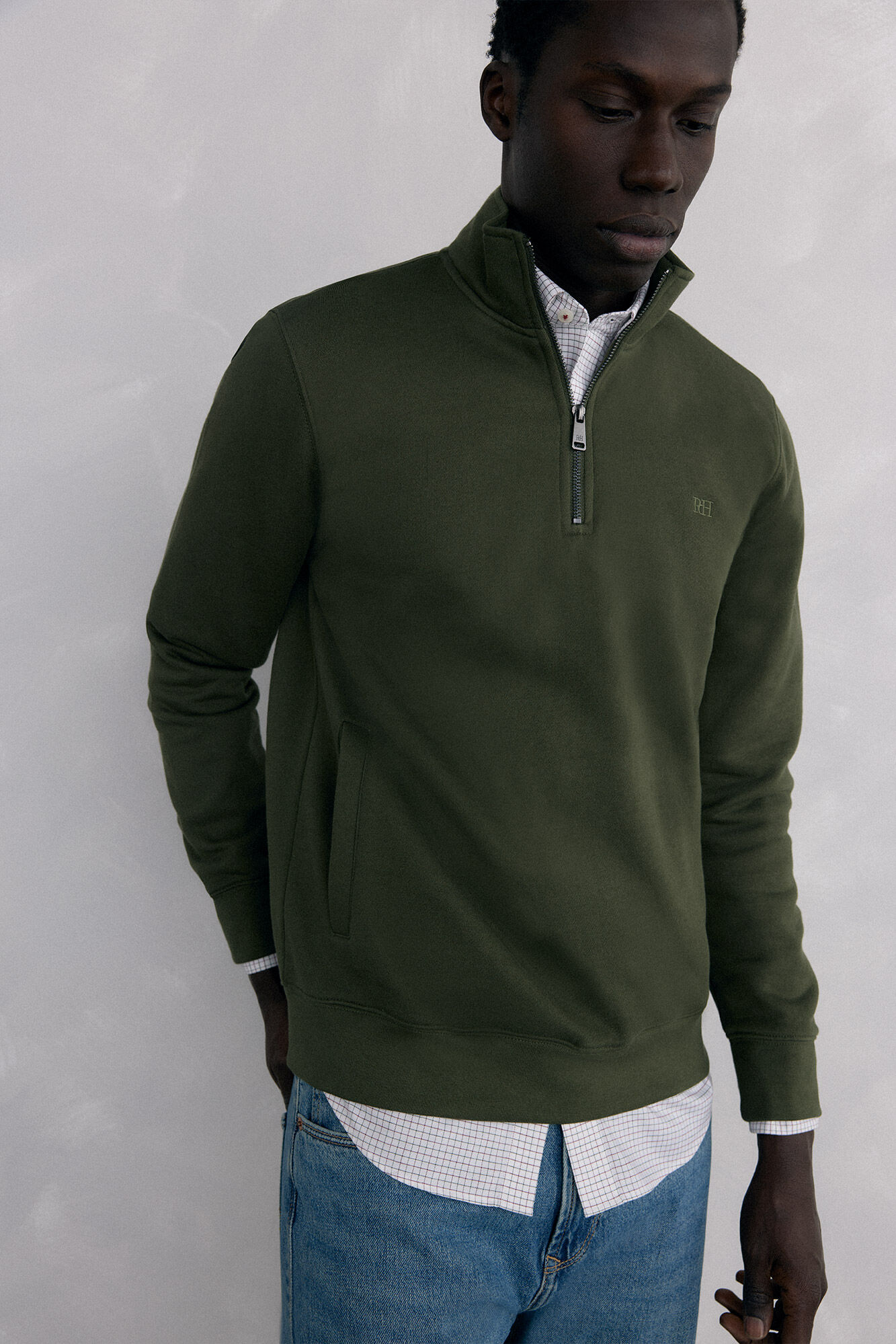 Pedro del Hierro Sweatshirt gola fecho-&eacute;clair